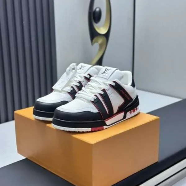 Louis Vuitton White Red Trainer Sneaker