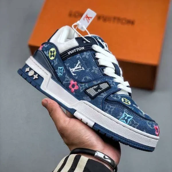Louis Vuitton Blue Denim Embroidered Trainer