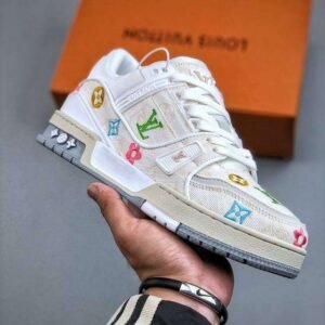 Louis Vuitton White Denim Embroidered Trainer