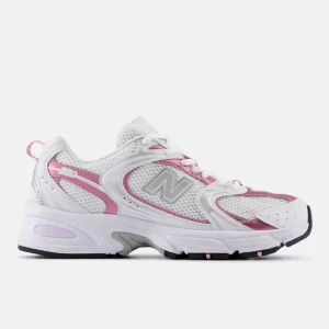 New Balance 530 WHITE with PINK SUGAR and Silver Metallic